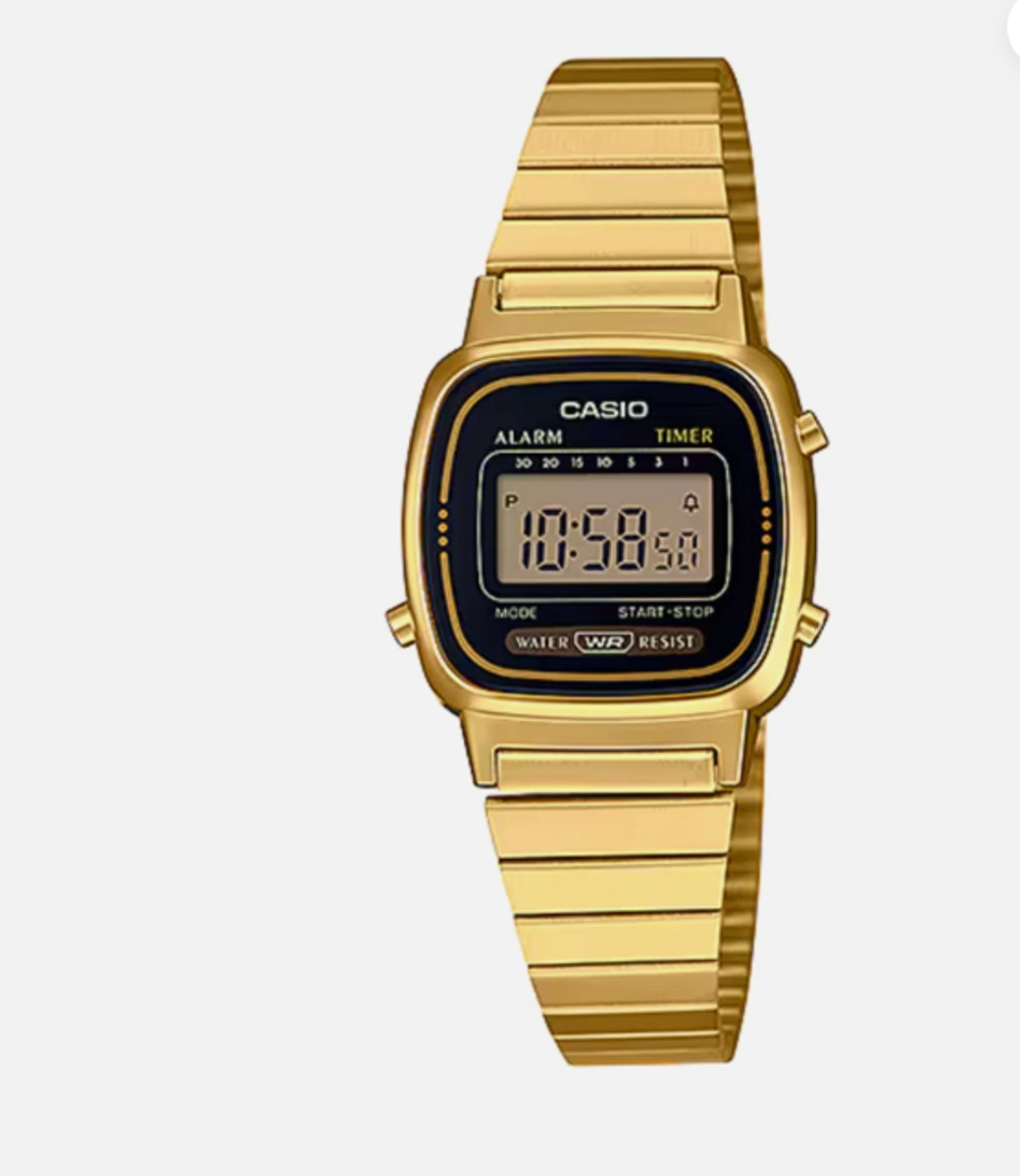 Authentic Casio Women's Vintage LA670WGA-1 Daily Alarm Digital Gold-tone Watch